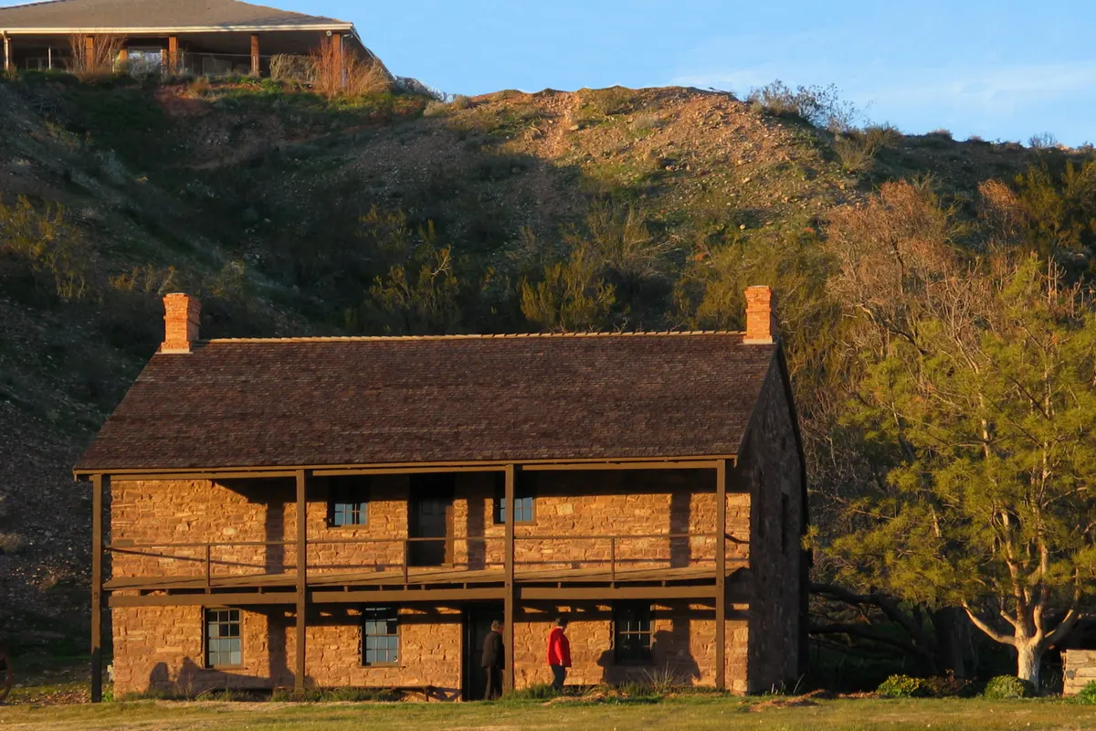 The pioneer-era Jacob Hamblin home in Santa Clara, Utah, in golden evening light